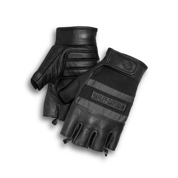 Harley-Davidson® Mens Centerline Reflective Fingerless Leather Gloves size Small - Picture 1 of 5